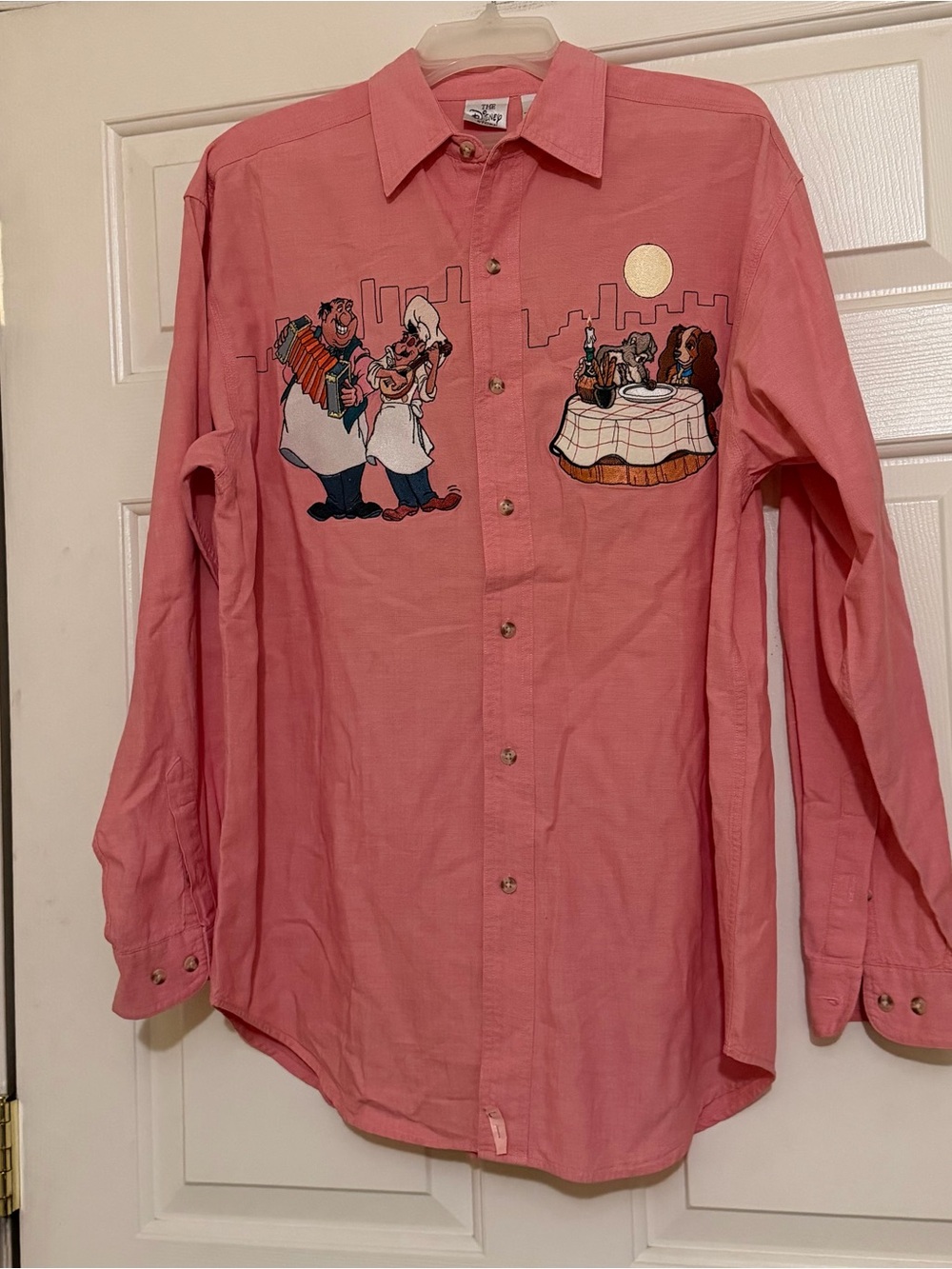 Vintage 1990s Disney Store Lady & The Tramp Button Down Shirt Size Medium M